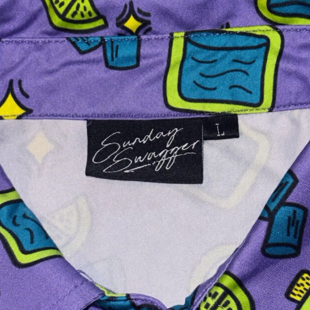 Sunday Swagger Tequila Time Golf Polo Men’s L Purple Lime Stretch Performance - Picture 5 of 6